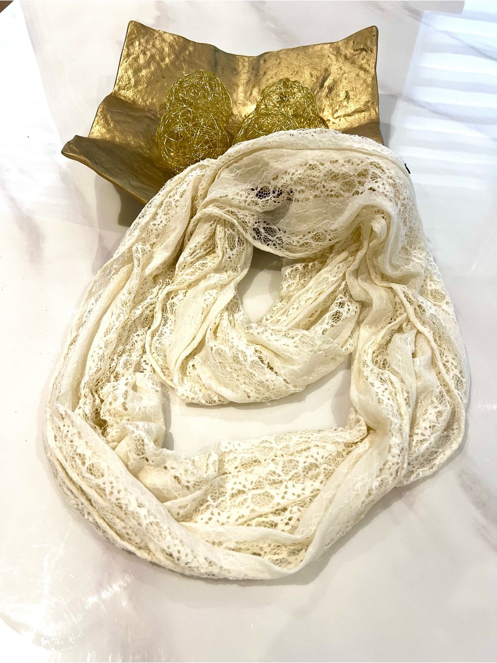 Lace style infinity scarf in cream